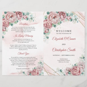 Boho roses rose poussiéreux eucalyptus or plié