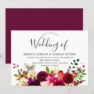 Boho rouge de Bourgogne Faire-part de mariage