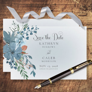 Boho Rust & Blue Floral Enregistrer la carte Date