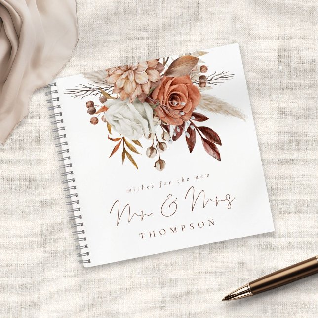 Boho Rust Florals Souhaite Nouveau M. Mme Livre d' (Créateur téléchargé)