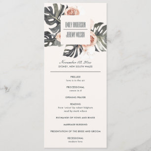 BOHO RUST MONSTERA PROGRAMME DE CÉRÉMONIE MARIAGE 