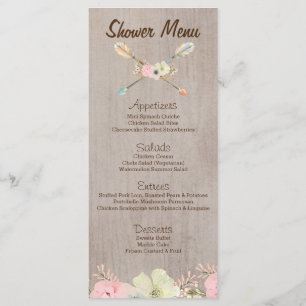 Boho Rustic Baby ou Fête des mariées, menu Mariage