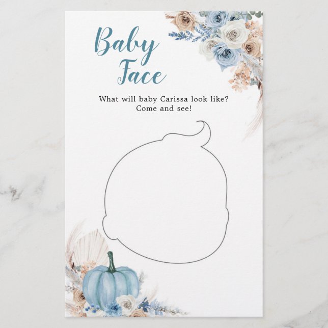 Boho Rustic Citrouille Automne Baby shower Baby Fa (Devant)