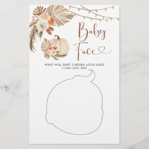 Boho Rustic Citrouille Fall in Love Baby Face Card