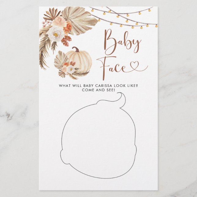 Boho Rustic Citrouille Fall in Love Baby Face Card (Devant)