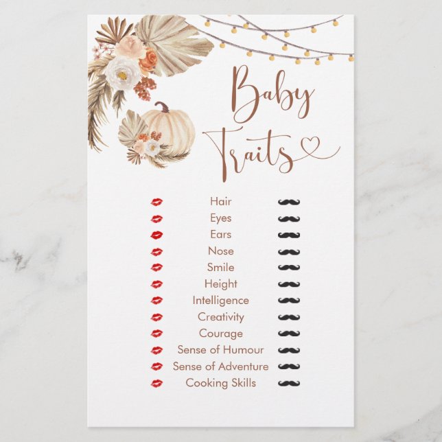 Boho Rustic Citrouille Fall in Love Baby Traits Je (Devant)