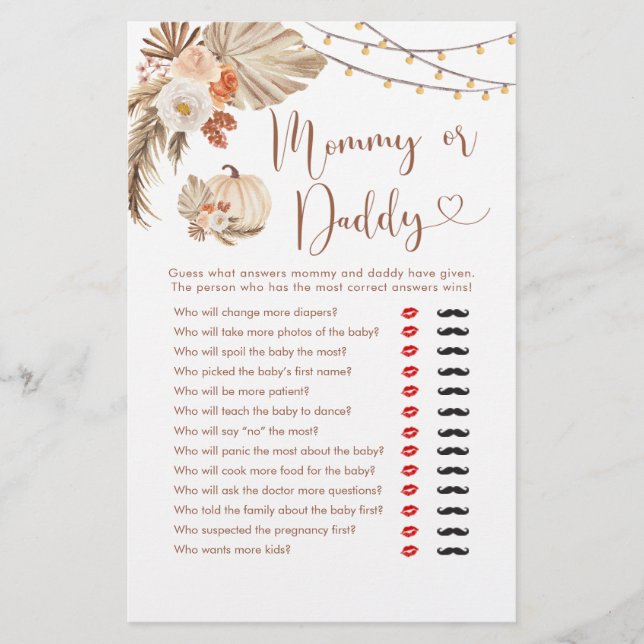 Boho Rustic Citrouille Fall in Love Maman ou Papa (Devant)