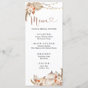 Boho Rustic Citrouille Fall in Love Menu Card
