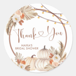 Boho Rustic Citrouille Fall in Love Merci Sticker