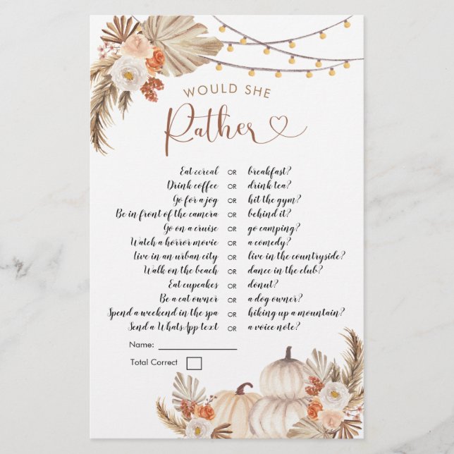 Boho Rustic Citrouille Fall in Love Voudrait-elle  (Devant)