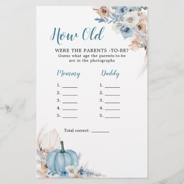 Boho Rustic Citrouille Tombe Quel Âge Les Parents (Devant)