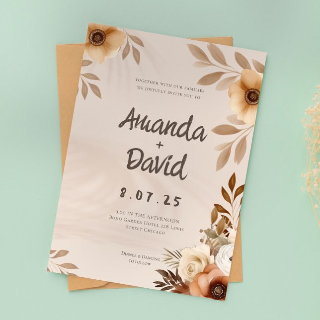 Boho Rustic Elegant Wedding Invitation (Créateur téléchargé)