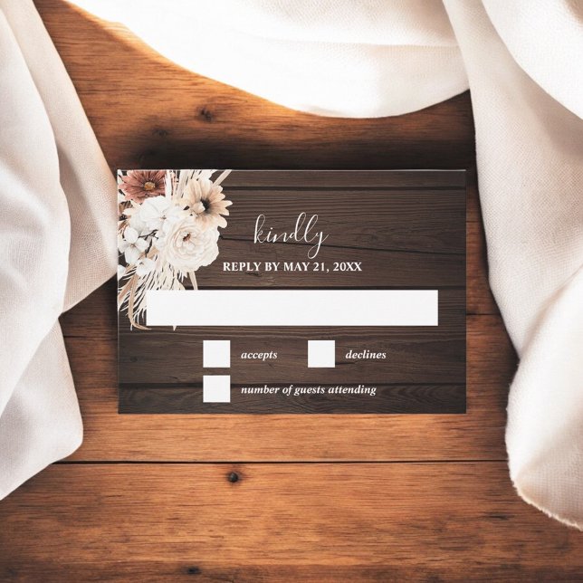 Boho Rustic Fall Flowers Mariage Carte RSVP (Créateur téléchargé)