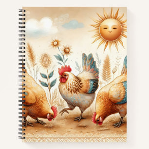 Boho Rustic Farm Illustré Carnet de poulets