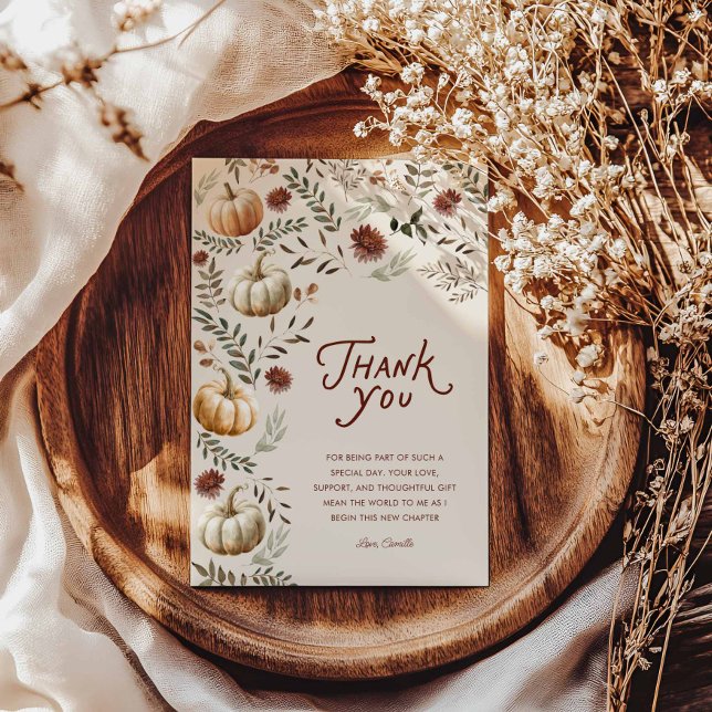 Boho Rustic Fête des mariées de Merci (Rustic Pumpkin Thank you card)