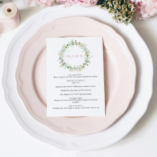 Boho Rustic Fleur sauvage menu Mariage