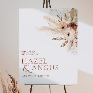Boho Rustic Floral Mariage Affiche de bienvenue
