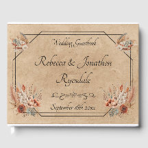 Boho Rustic Floral Mariage Livre d'invité