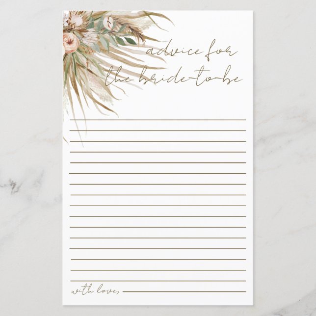 Boho Rustic Pampas Grass Floral Conseils pour mari (Devant)