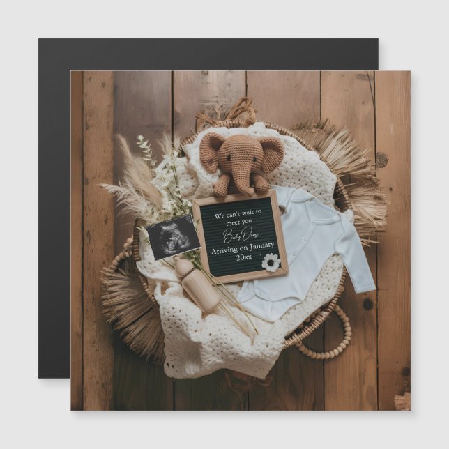 boho rustic pregnancy announcement card (Devant / Derrière)