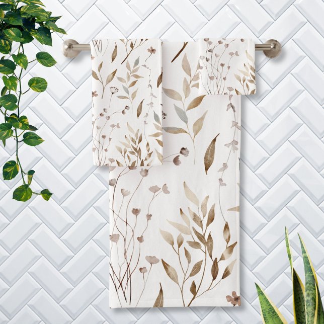 Boho rustique Aquarelle Brown automne Floral Botan (In situ)