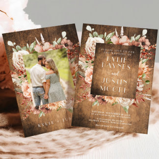 Boho Rustique Automne Automne Floral Faire-part de
