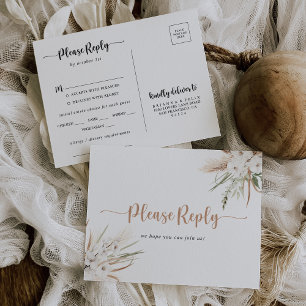 Boho rustique élégant menu floral choix RSVP