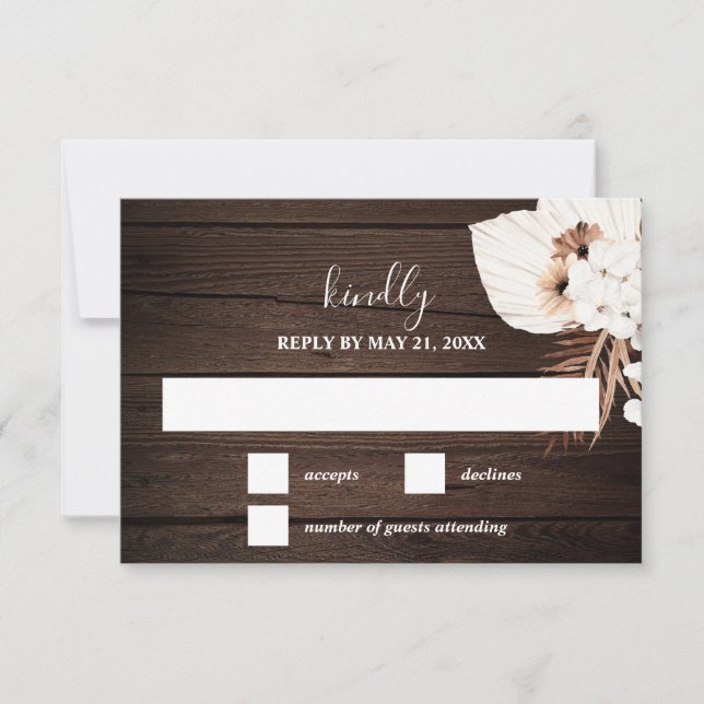 Boho Rustique Fleurs neutres Mariage Carte RSVP (Devant)