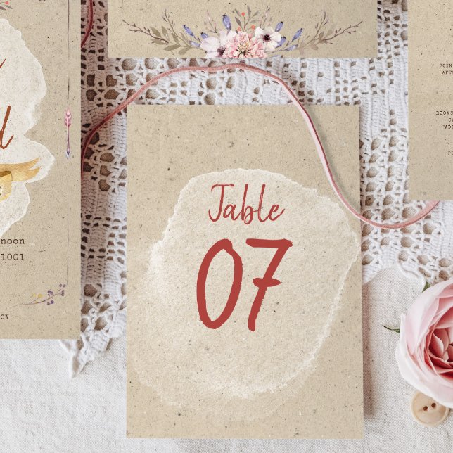 Boho Rustique Floral Kraft Mariage Numéros de tabl (Créateur téléchargé)