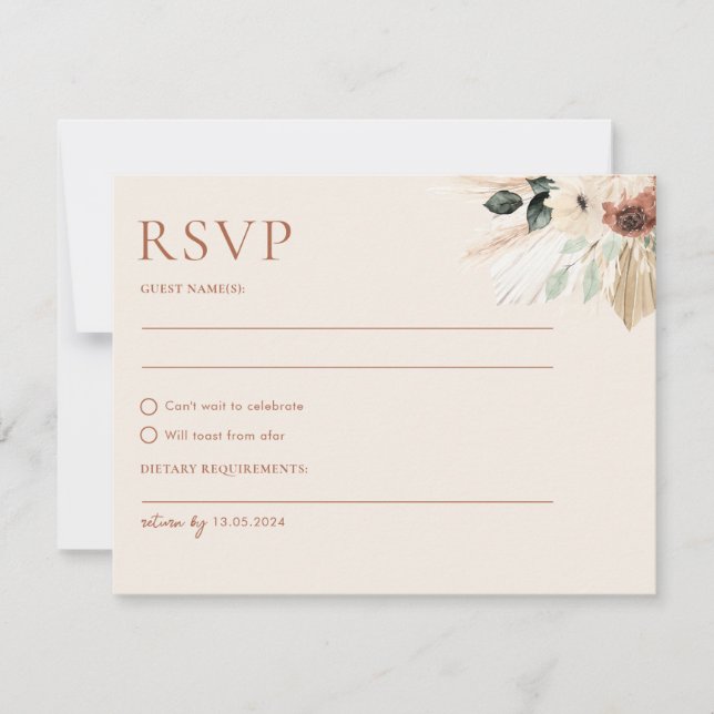 Boho Rustique Mariage RSVP Cartes Postales Boîtier (Devant)