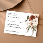 Boho rustique neutre Floral no Repas RSVP<br><div class="desc">Envoyez cette carte de repas RSVP RSVP rustique et aquarelle rustique et neutre avec vos invitations pour les mariages et les fêtes,  y compris les Graduation parties. avec un arrière - plan blanc. Voir notre collection pour l'option repas.</div>