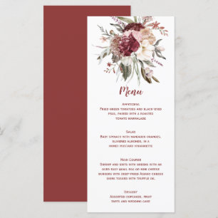 Boho Rustique Terracotta Peach Marsala Menu Mariag