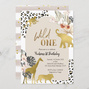 Boho Safari Animal Wild Un Anniversaire Invitation