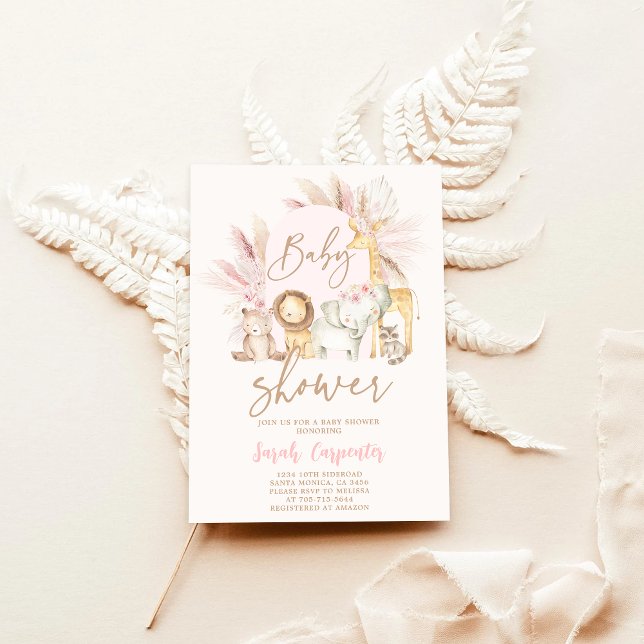 Boho Safari Baby shower Invitation fille (Créateur téléchargé)