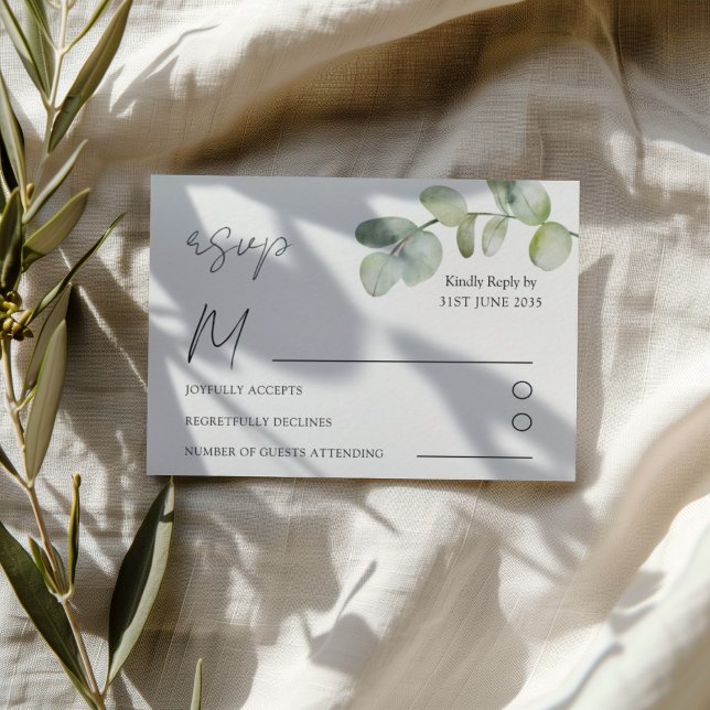 Boho Sage Green Eucalyptus Wedding RSVP (Créateur téléchargé)