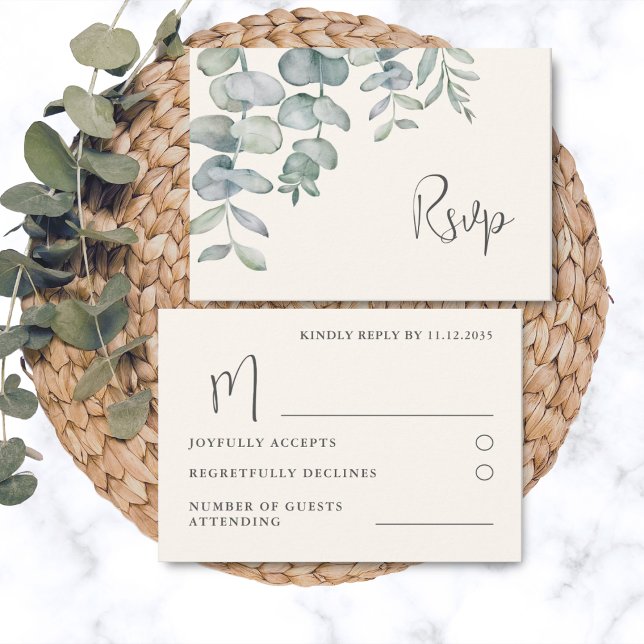 Boho Sage Green Eucalyptus Wedding RSVP (Créateur téléchargé)