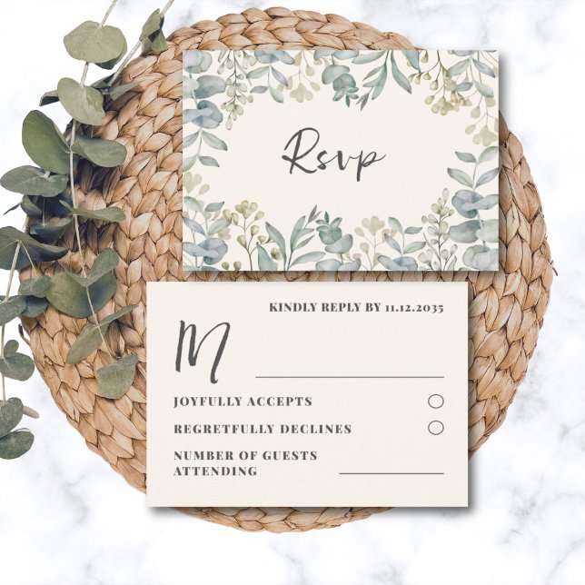 Boho Sage Green Eucalyptus Wedding RSVP (Créateur téléchargé)