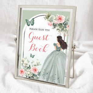 Boho Sage Green Rose Roses Mis 15 Años Livre d'or