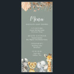 Boho Sage Green Safari Oh Boy Baby shower Menu<br><div class="desc">Boho Sage Green Safari Oh Boy Baby shower Menu Signe</div>