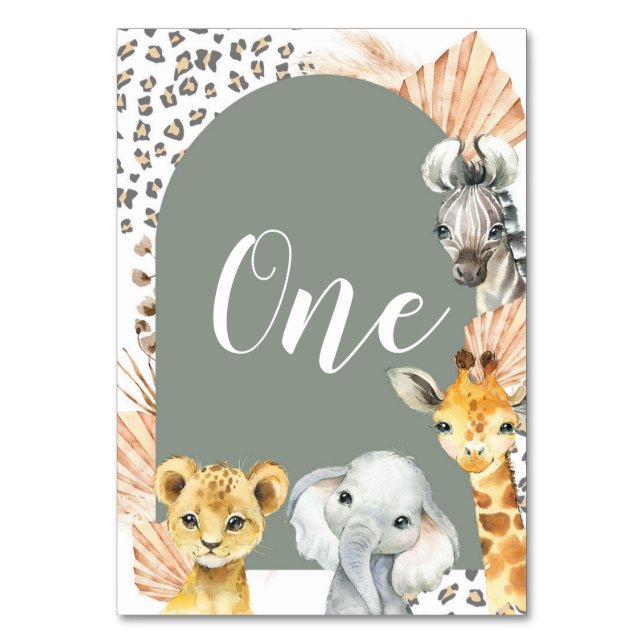 Boho Sage Green Safari Oh Boy Numéro de table (Par défaut)