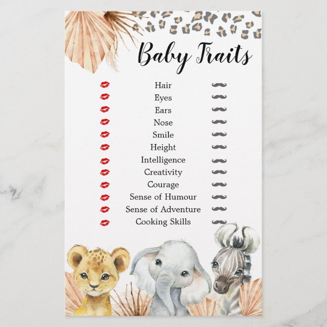 Boho Sage Green Safari Oh Garçon Baby Traits Jeu (Devant)