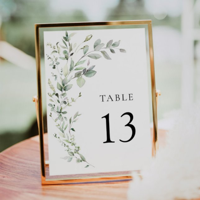 Boho Sage Greenery Botanical Mariage Numéro de tab (Table number)