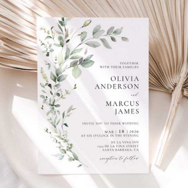 Boho Sage Greenery Faire-part de mariage botanique (Invitation Front)