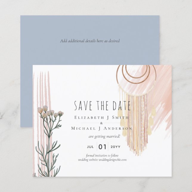Boho Save the Date  Thème attrape-rêves (Devant / Derrière)