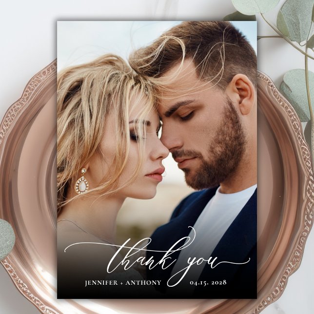 Boho Script moderne 2 Mariage photo Carte de remer (Créateur téléchargé)