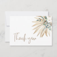 Boho séché Palm Carte de remerciements bouquet feu