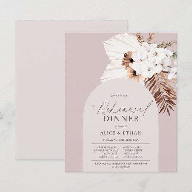 Boho séché Palm Dîner de répétition Feuilles (Devant / Derrière)