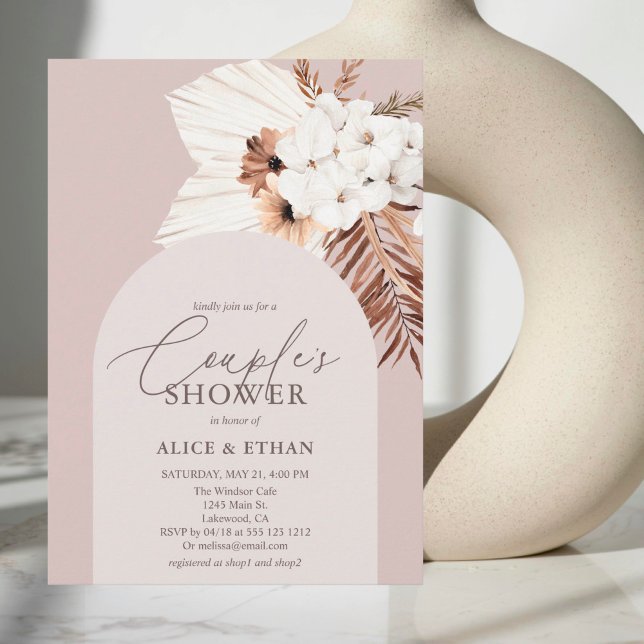 Boho séché Palm Feuilles Couples Douche Invitation (Créateur téléchargé)
