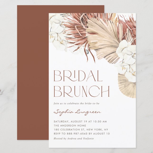 Boho séché Palm & Orchid Bridal Brunch Invitation (Devant / Derrière)