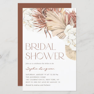 Boho séché Palm & Orchidée Bridal Shower Invitatio
